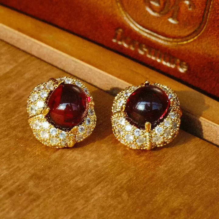 Whispers of Crimson – Vintage Garnet Earrings – The Medici Family