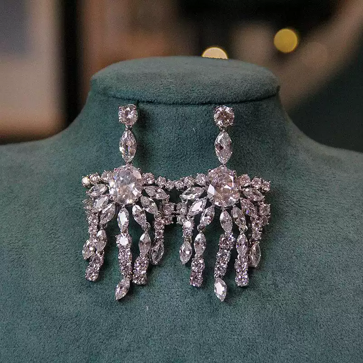 Stardust Fan – Crystal Waterfall Statement Earrings
