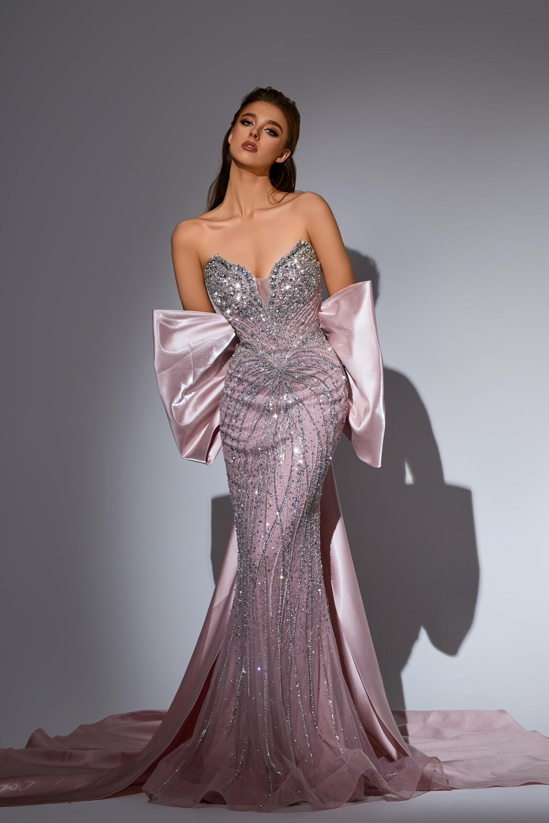 Champagne Sequin Dress with Sweetheart Bodice – Sparkly Maxi Dress with Convertible Bow Plus Size