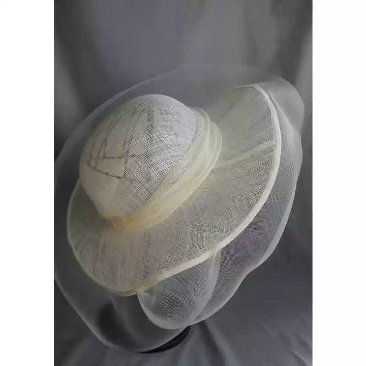 Vintage-Inspired Wide-Brimmed White Hat - Ladies Bowler Hat with Floral and Tulle