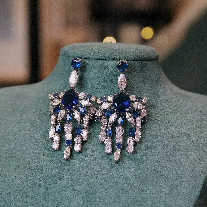 Stardust Fan – Crystal Waterfall Statement Earrings