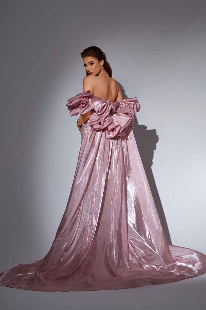 Gery Sequin Dress with Strapless Corset and Dramatic Overskirt – Sparkly Maxi Dress with Tulle Plus Size