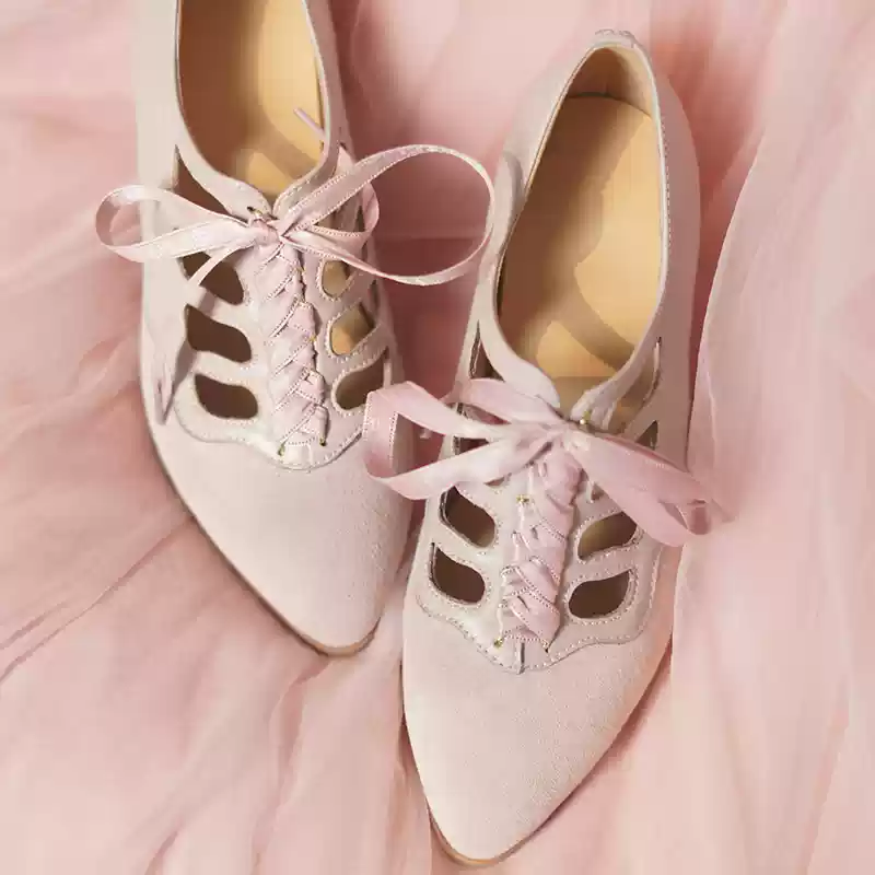 "Blush Sonata" – Handmade Lace-Up Mary Jane Wedding Heels