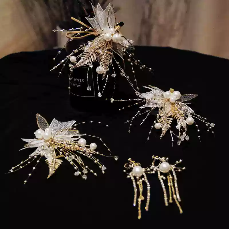 Luxury Gold Headpieces for Wedding - Pearl Bridal Hair Accessories