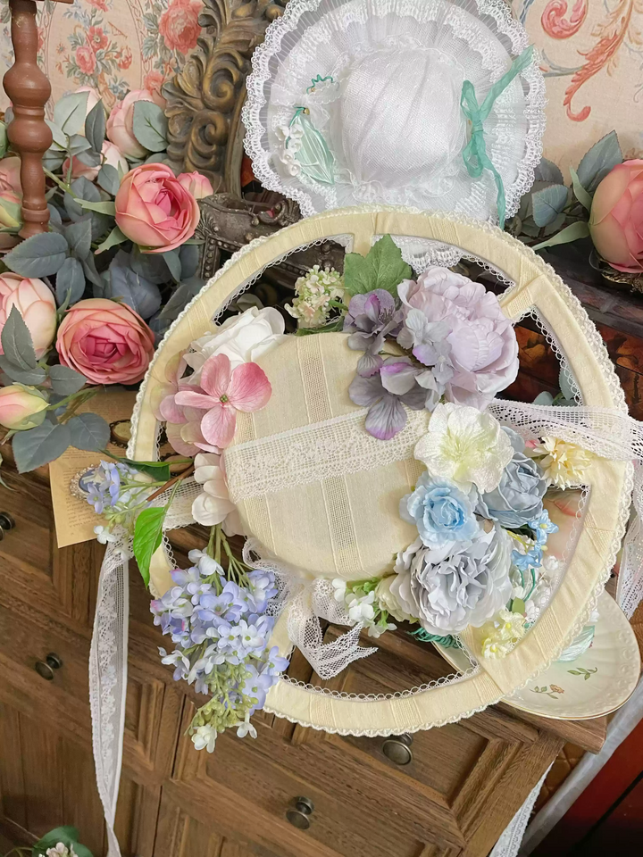 Handmade Regency Era Floral Bonnet - Vintage Inspired Garden Party Hat