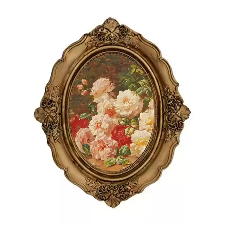 Vintage Retro Hand-Craft Oval Floral Frame – Handmade Resin Wall Art Picture Frame