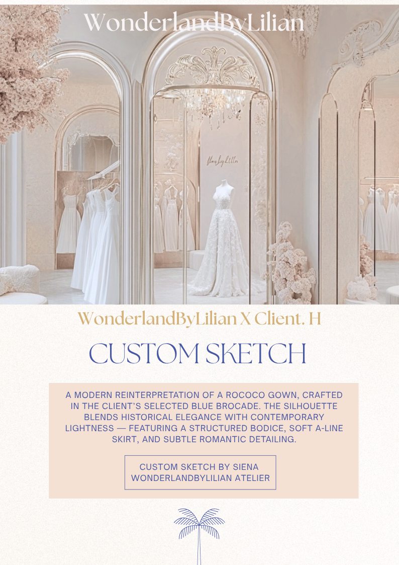 Personalized Digital Custom Gown Sketch & Fabric Sample Selection