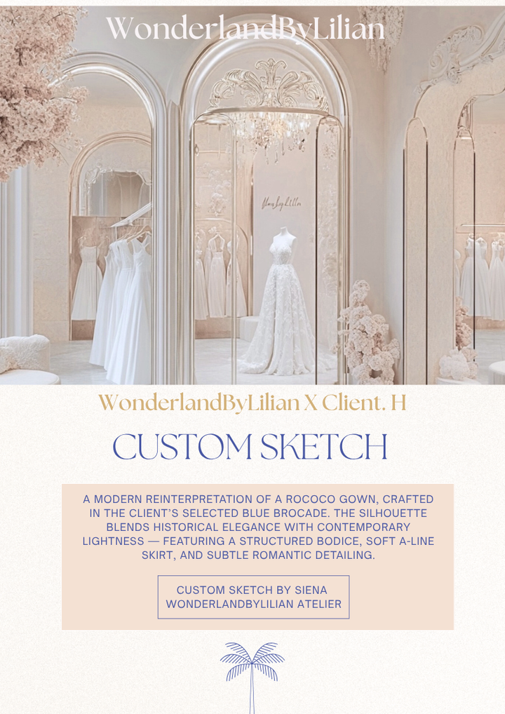 Personalized Digital Custom Gown Sketch & Fabric Sample Selection