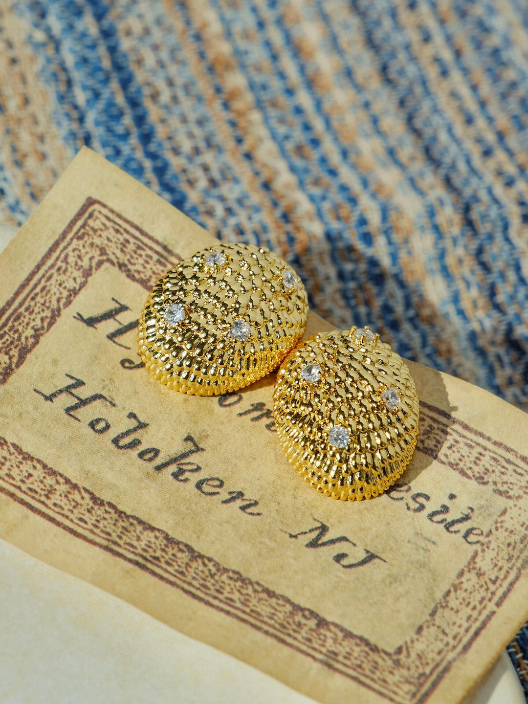 Golden Laurel – Handmade Vintage-Style Statement Earrings – Athena