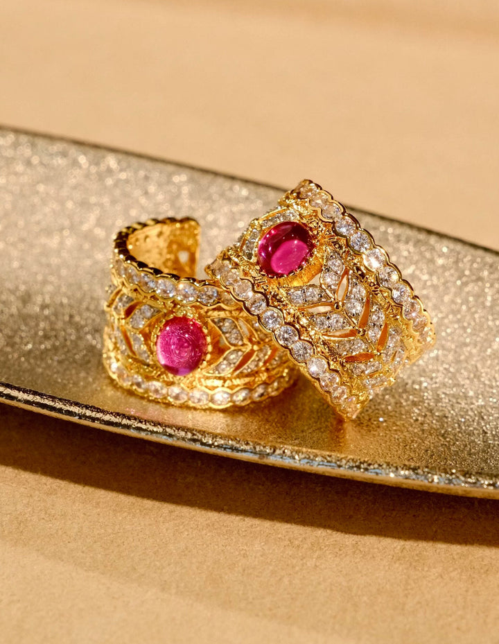 Crimson Laurel – Handmade Vintage-Style Ear Cuff & Ring – Moon Laurel