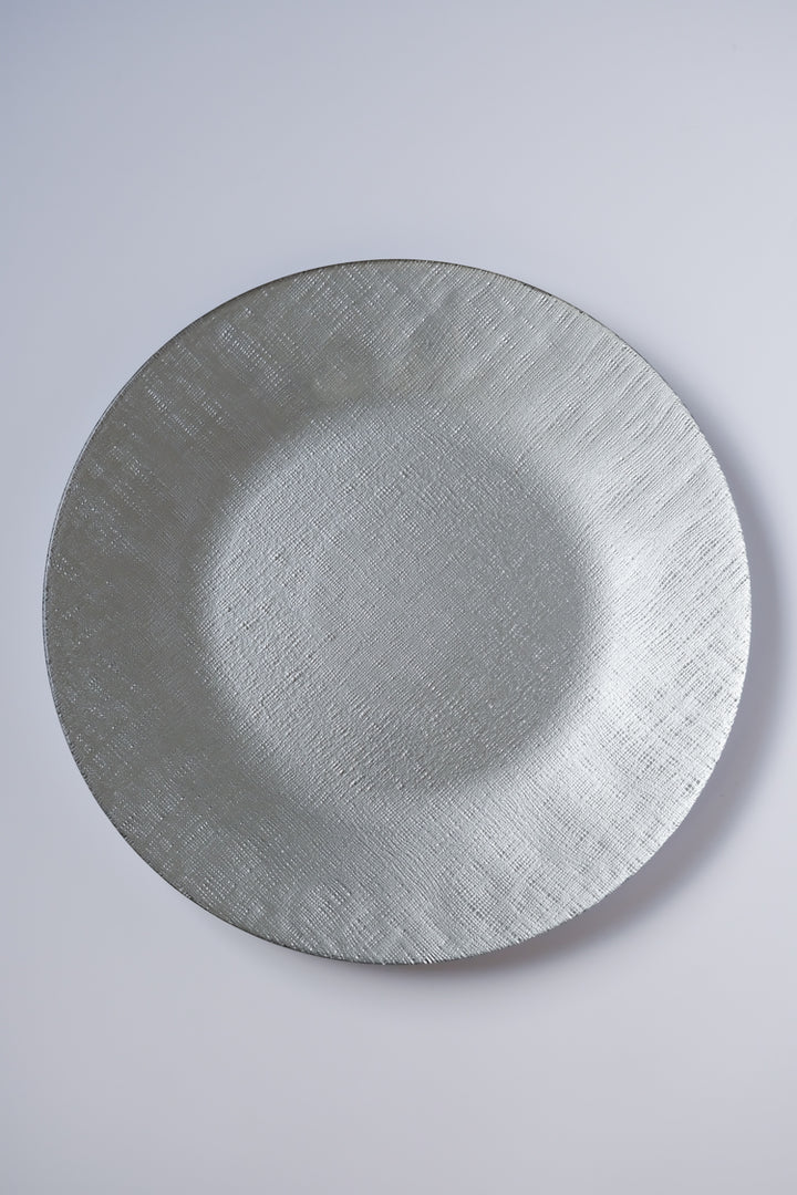 Classic Italian Handcrafted Venetian Gilded Glass Plates Set in Silver and Gold