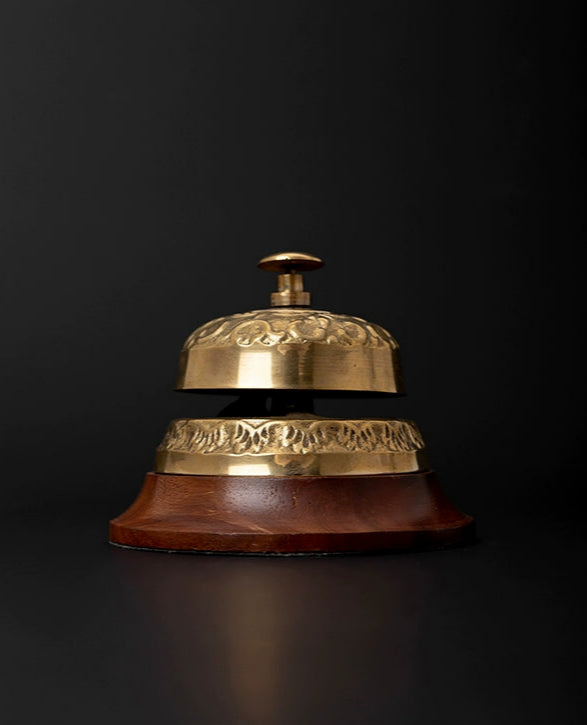 Vintage-Inspired Handcraft Baroque Brown Brass & Mango Wood Dinner Bells
