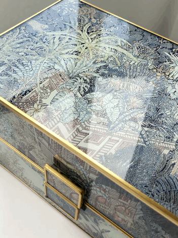 Vintage-Inspired Handmade French Painted Glass Jewelry Box
