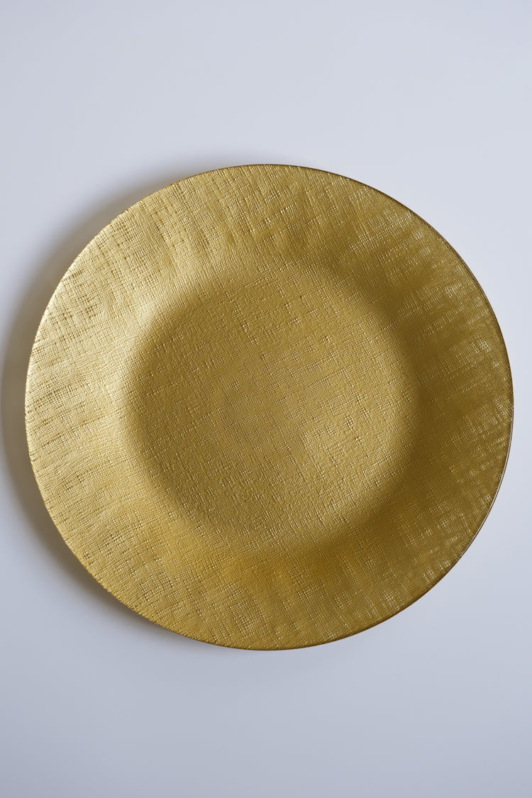 Classic Italian Handcrafted Venetian Gilded Glass Plates Set in Silver and Gold