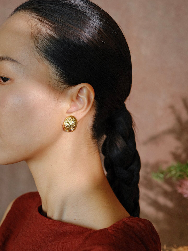 Golden Laurel – Handmade Vintage-Style Statement Earrings – Athena