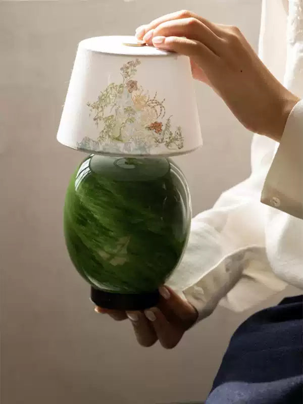 Art Deco Vintage-Inspired 1920s Venetian Glass Touch Lamp with Rechargeable Warm Light