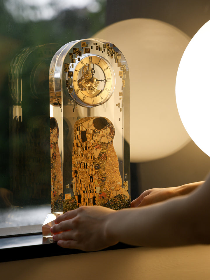 Vintage-Inspired Handmade French Crystal Clock with Brass Roman Dial