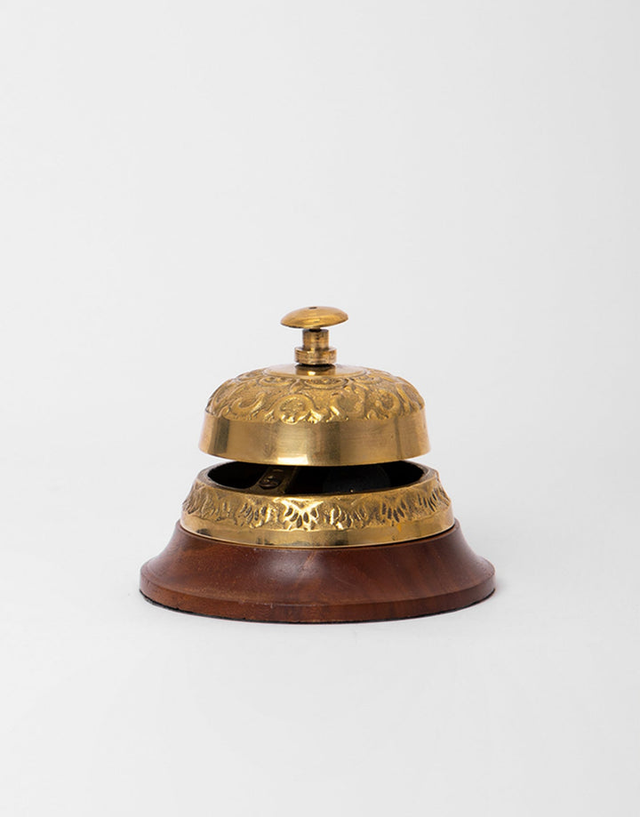Vintage-Inspired Handcraft Baroque Brown Brass & Mango Wood Dinner Bells
