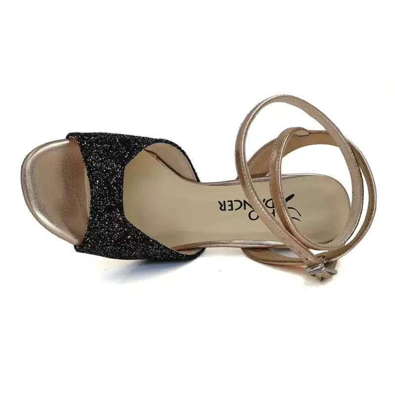 Starbound Whisper – Handmade Glitter Leather Tango Dance Heels