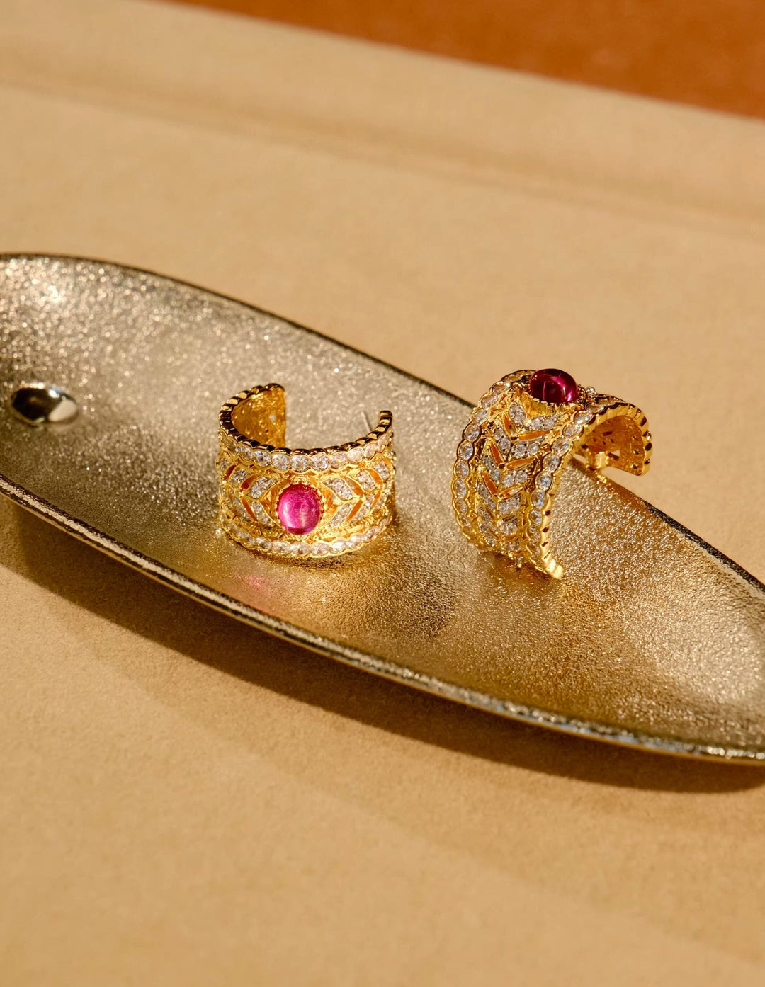 Crimson Laurel – Handmade Vintage-Style Ear Cuff & Ring – Moon Laurel