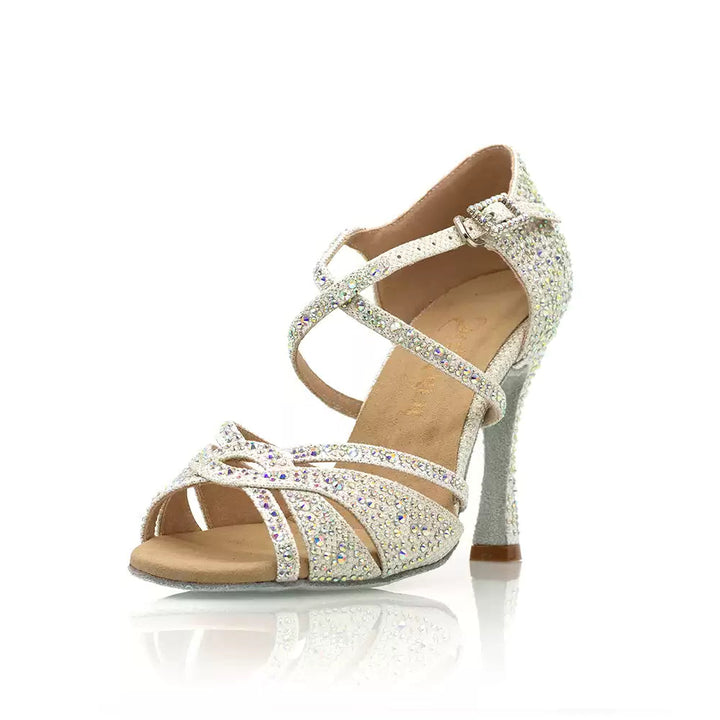 Aurora Glow – Handmade Glitter Leather Salsa Dance Heels