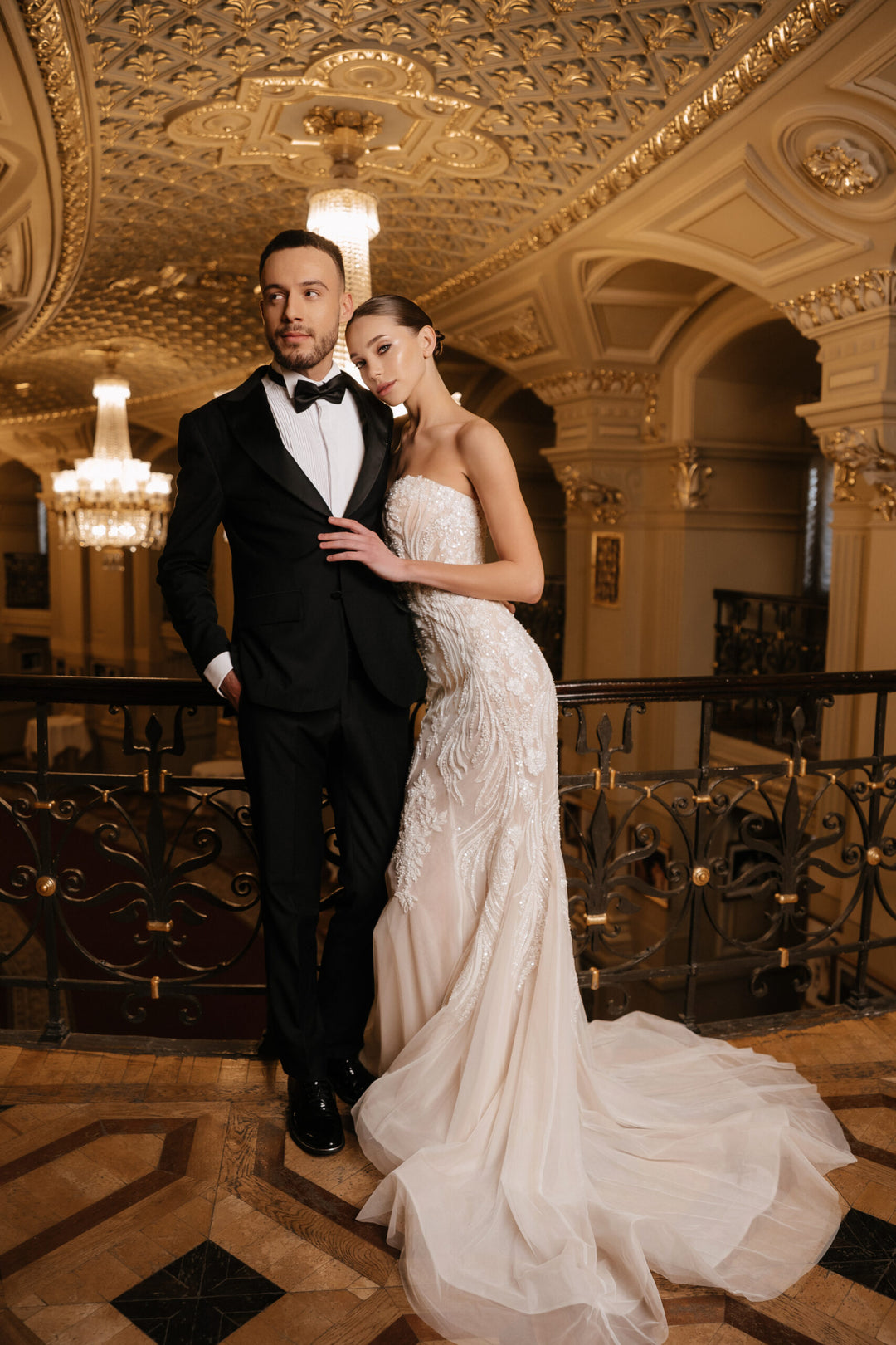 Ivory Lace Mermaid Style Wedding Gown with Cape – Sequin Wedding Dress with Sleeveless and Corset Plus Size – GABRIELLE