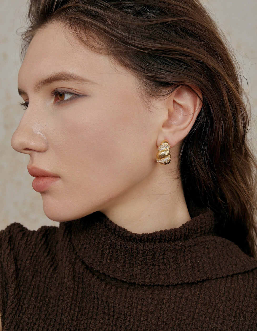 Golden Crescent – Handmade Vintage-Style Stud Earrings – Parisian Croissant