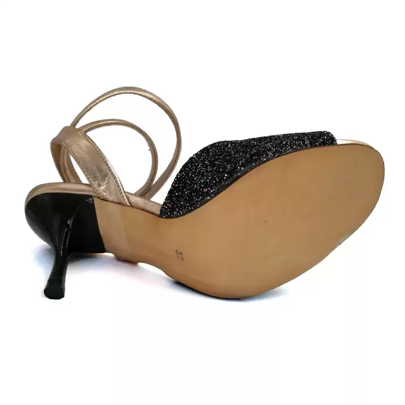 Starbound Whisper – Handmade Glitter Leather Tango Dance Heels
