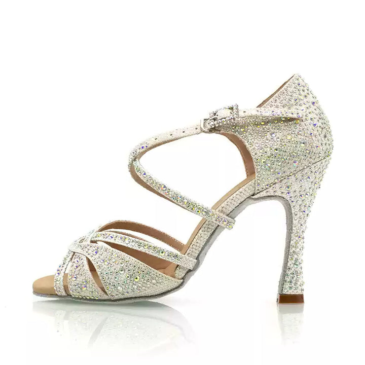 Aurora Glow – Handmade Glitter Leather Salsa Dance Heels