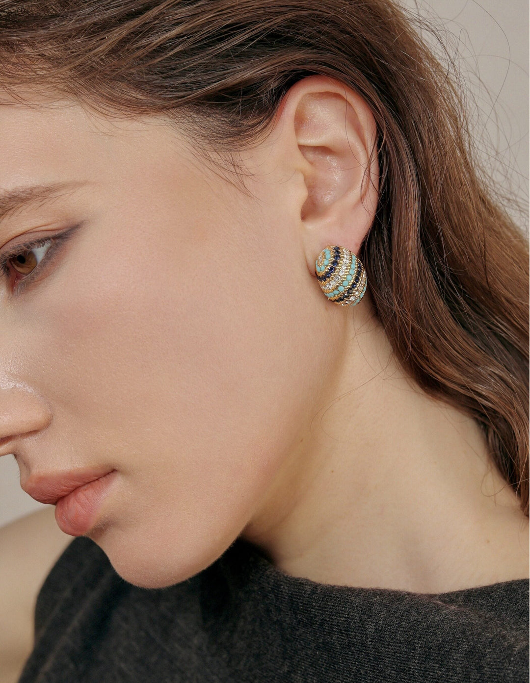 Royal Labyrinth – Handmade Vintage-Style Stud Earrings – Maze Easter Egg