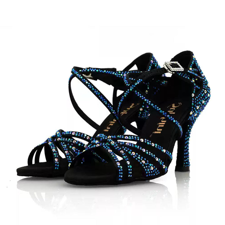 Rosé Mirage – Handmade Silk Glitter Salsa Dance Heels