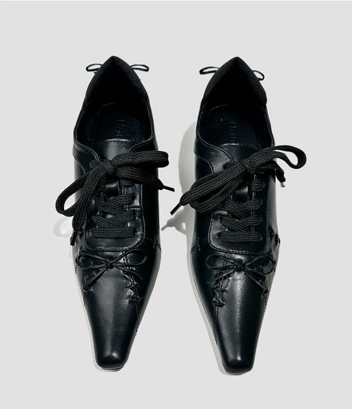 Vintage-Inspired Handcrafted Gothic Black Cowhide Leather Victorian Lace Up Shoes