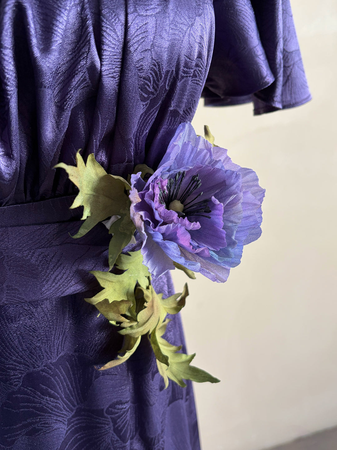 Regency Era Royal Purple Empire Waist Dress with Flutter Sleeves and F –  WonderlandByLilian