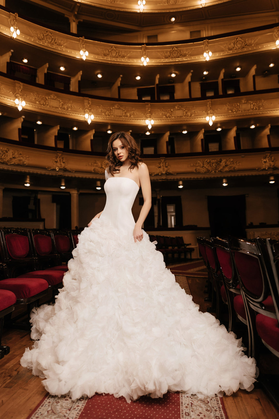 Ivory A-Line Wedding Dress with Sleeveless – Layered Tulle Ruffle Dress with Structured Corset Plus Size – MAGNOLIA