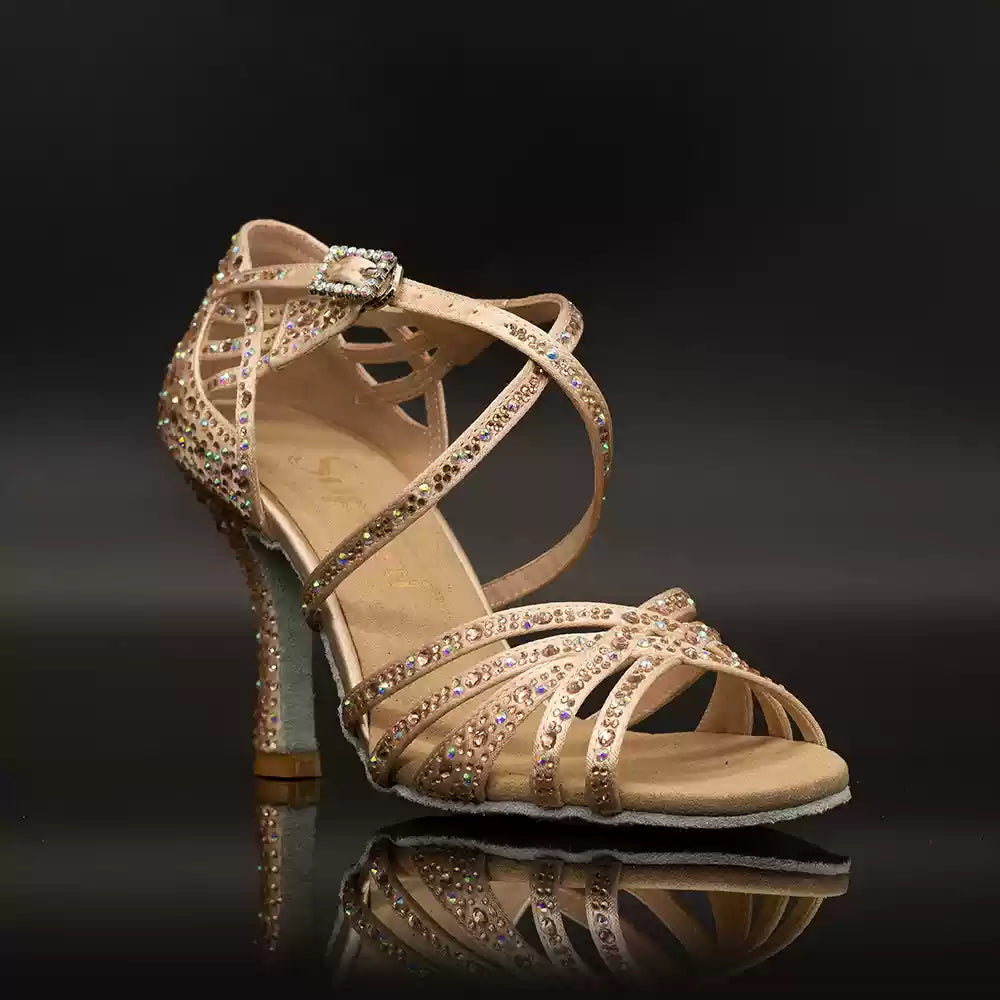 Rosé Mirage – Handmade Silk Glitter Salsa Dance Heels