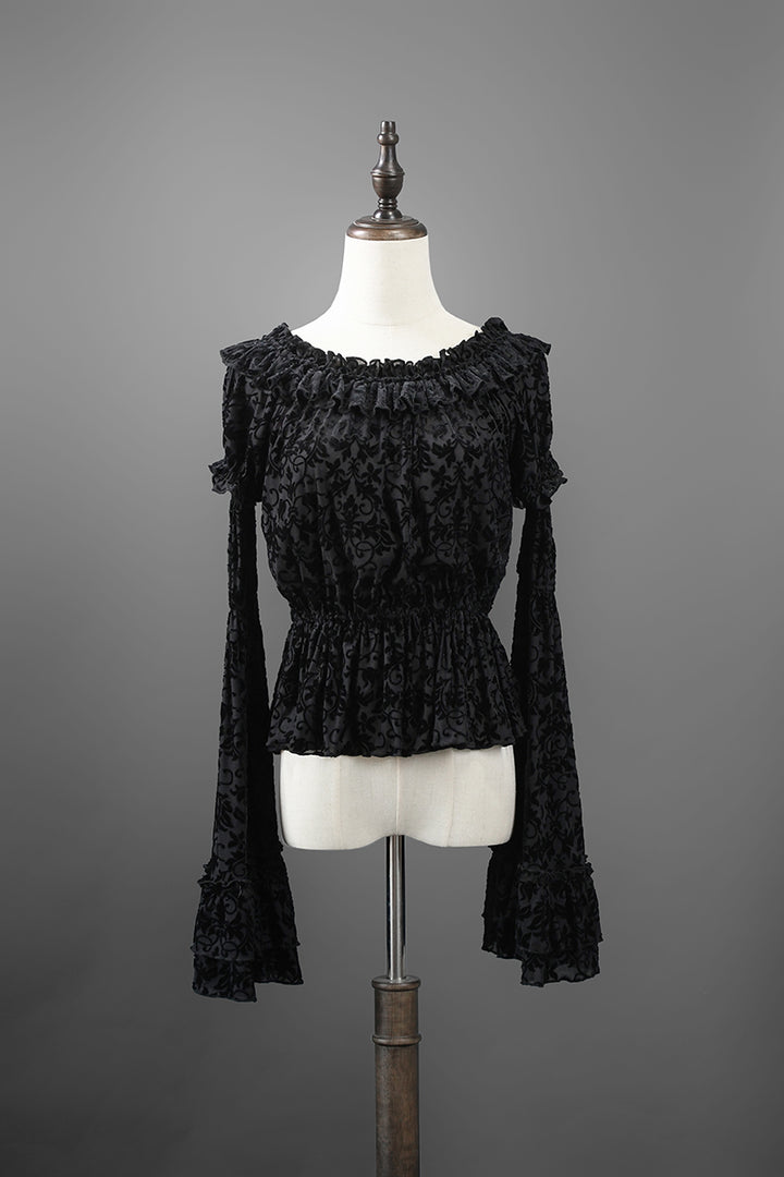 Victorian-Inspired Black Gothic Long Sleeve Velvet Evening Dress with Corset Waist – Lace Evening Gown Plus Size