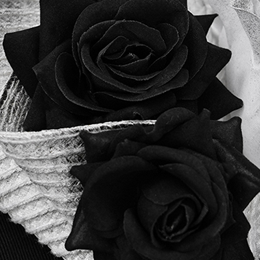 Victorian-Inspired Black and Silver Gothic Lace Fascinator Hat with Roses and Feathers