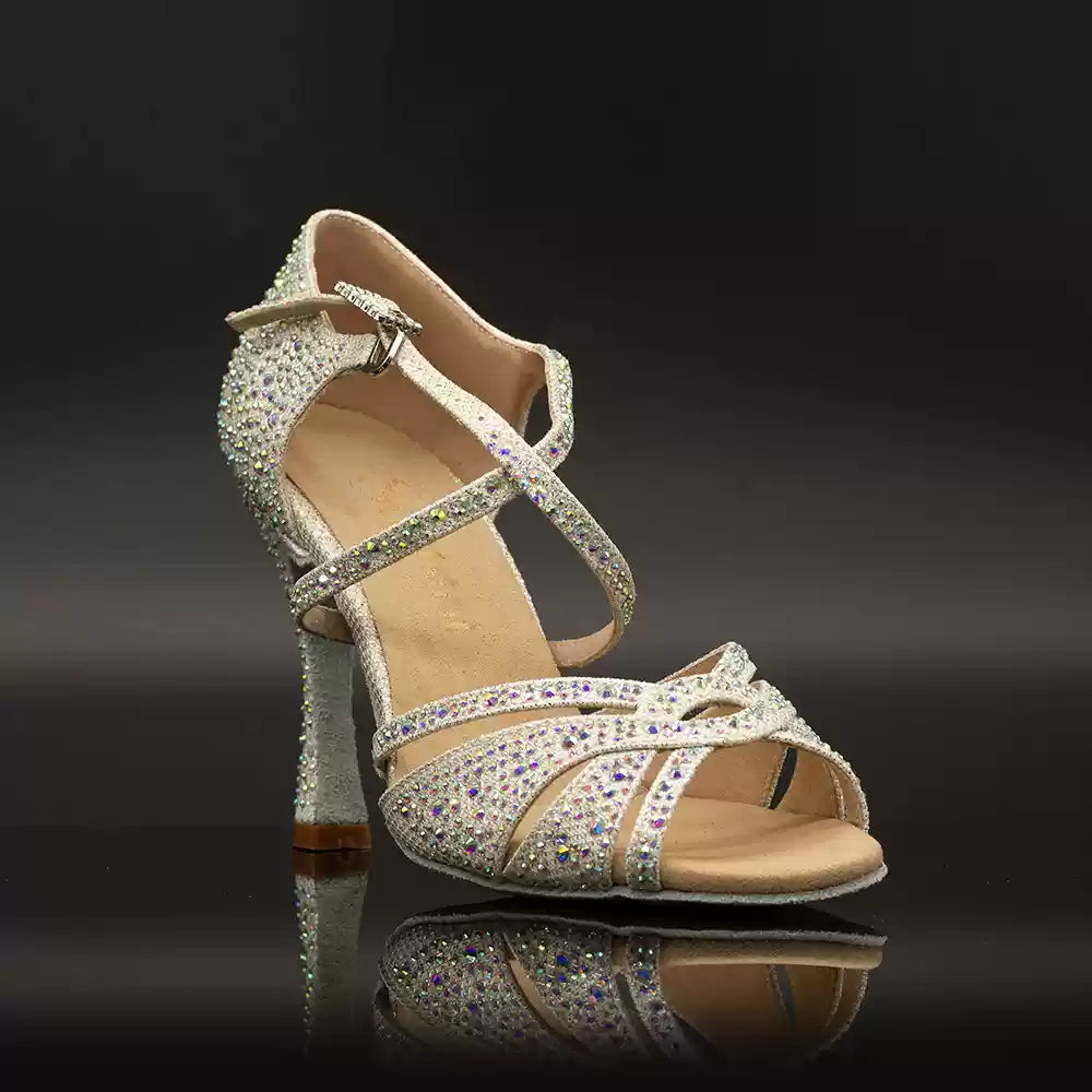 Aurora Glow – Handmade Glitter Leather Salsa Dance Heels