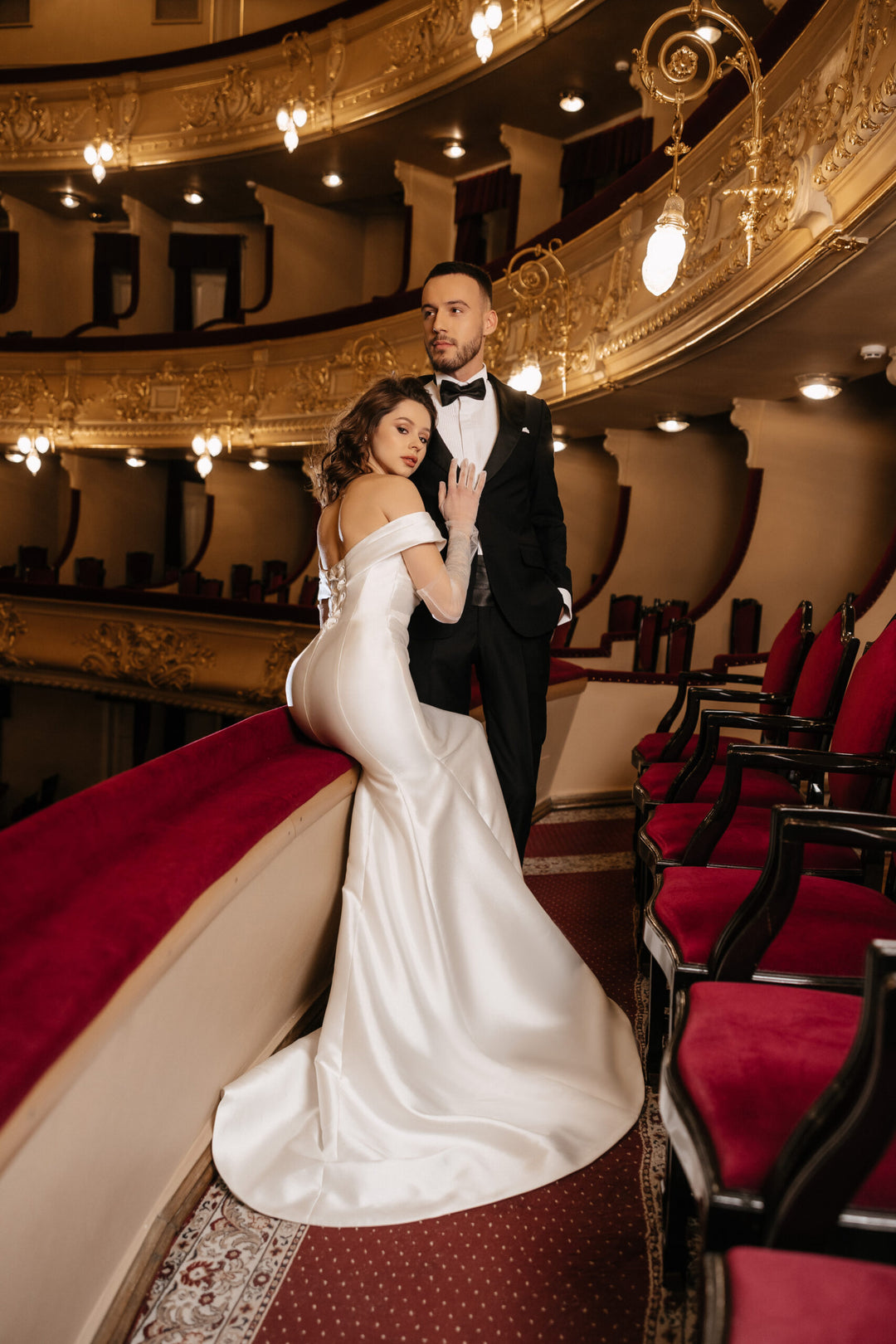 Ivory Off the Shoulder Wedding Dress – Satin Wedding Dress with Draped Corset and Lace-Up Back Plus Size – LAUREN