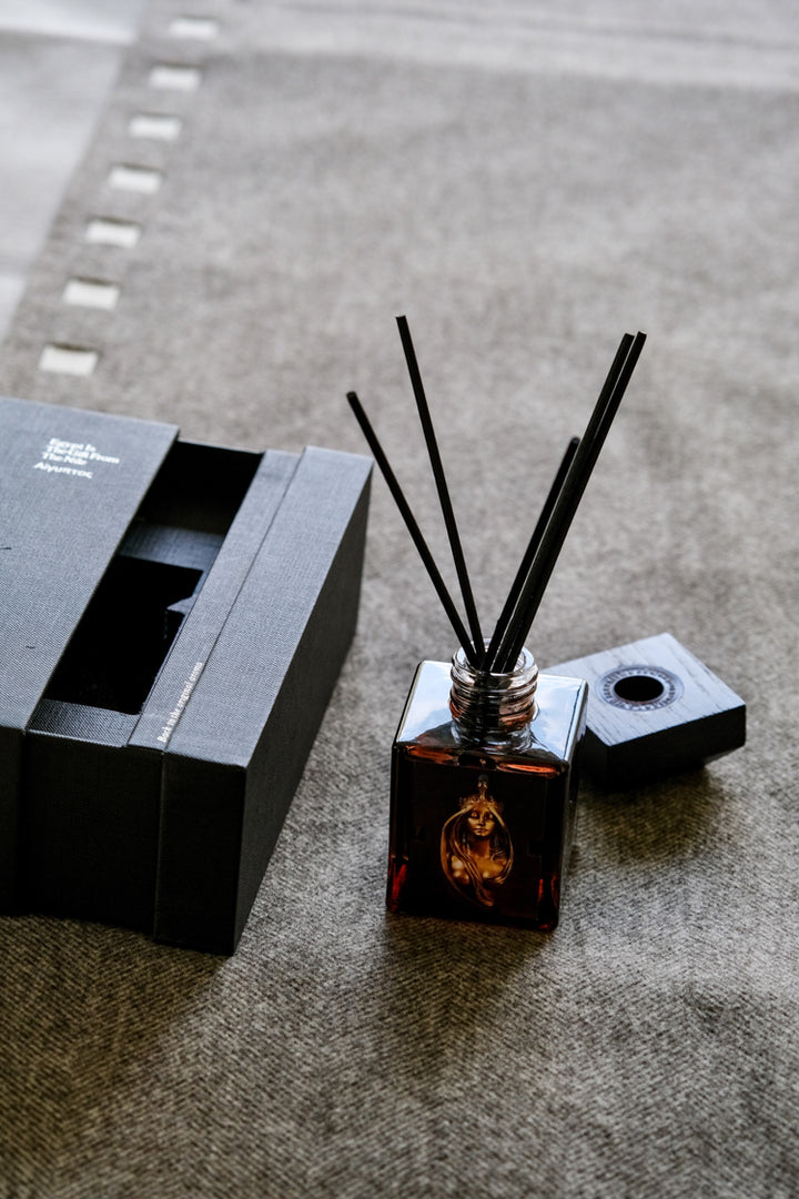 Art Deco Egyptian Limited Nile Reed Diffuser with Fresh Herb in Handmade Murano Glass Bottle