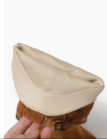 Vintage-Inspired Handmade Brown Suede Cowgirl Boots and Boho Western Mid Calf Boots in Brushed Suede Leather