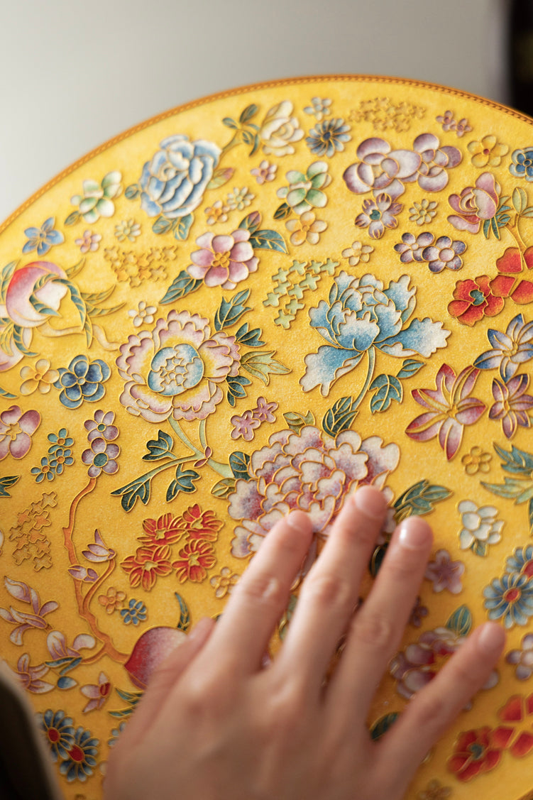 Oriental Handcrafted Cloisonné Enamel Decorative Plate with Floral Motifs and Activated Carbon Purifying Function