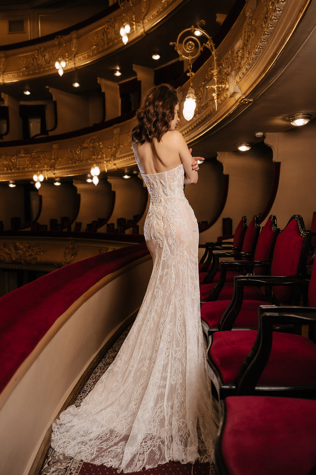 Ivory Lace Mermaid Wedding Dress with Corset Bodice – Sleeveless Wedding Dress with Slit and Floral Beading Plus Size – FRANCES