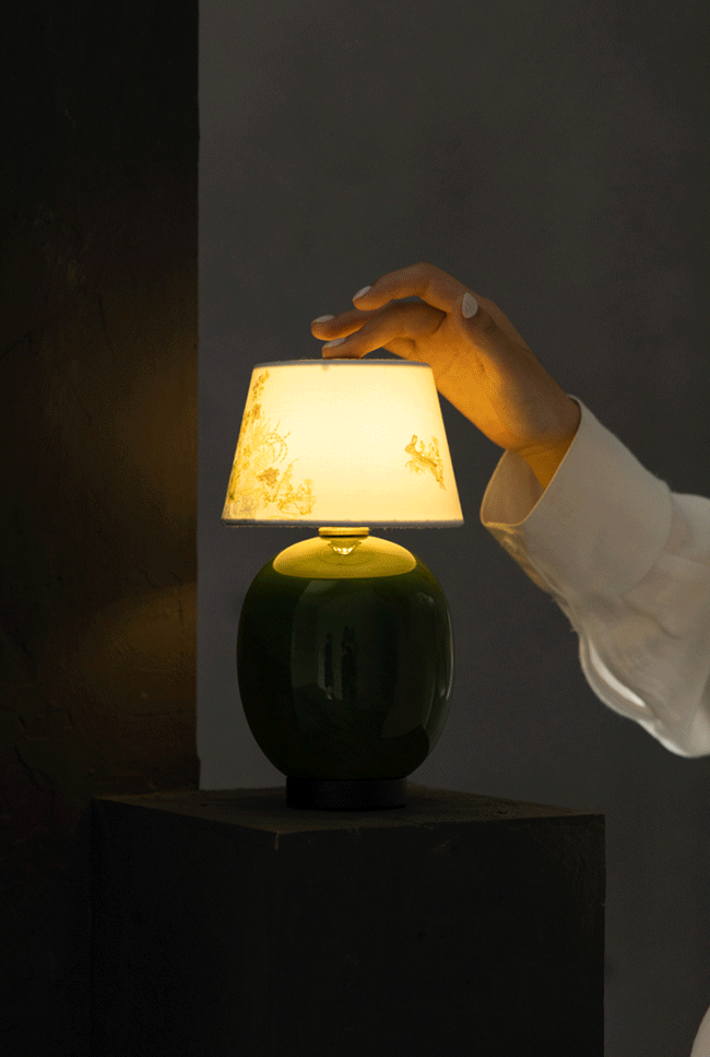 Art Deco Vintage-Inspired 1920s Venetian Glass Touch Lamp with Rechargeable Warm Light