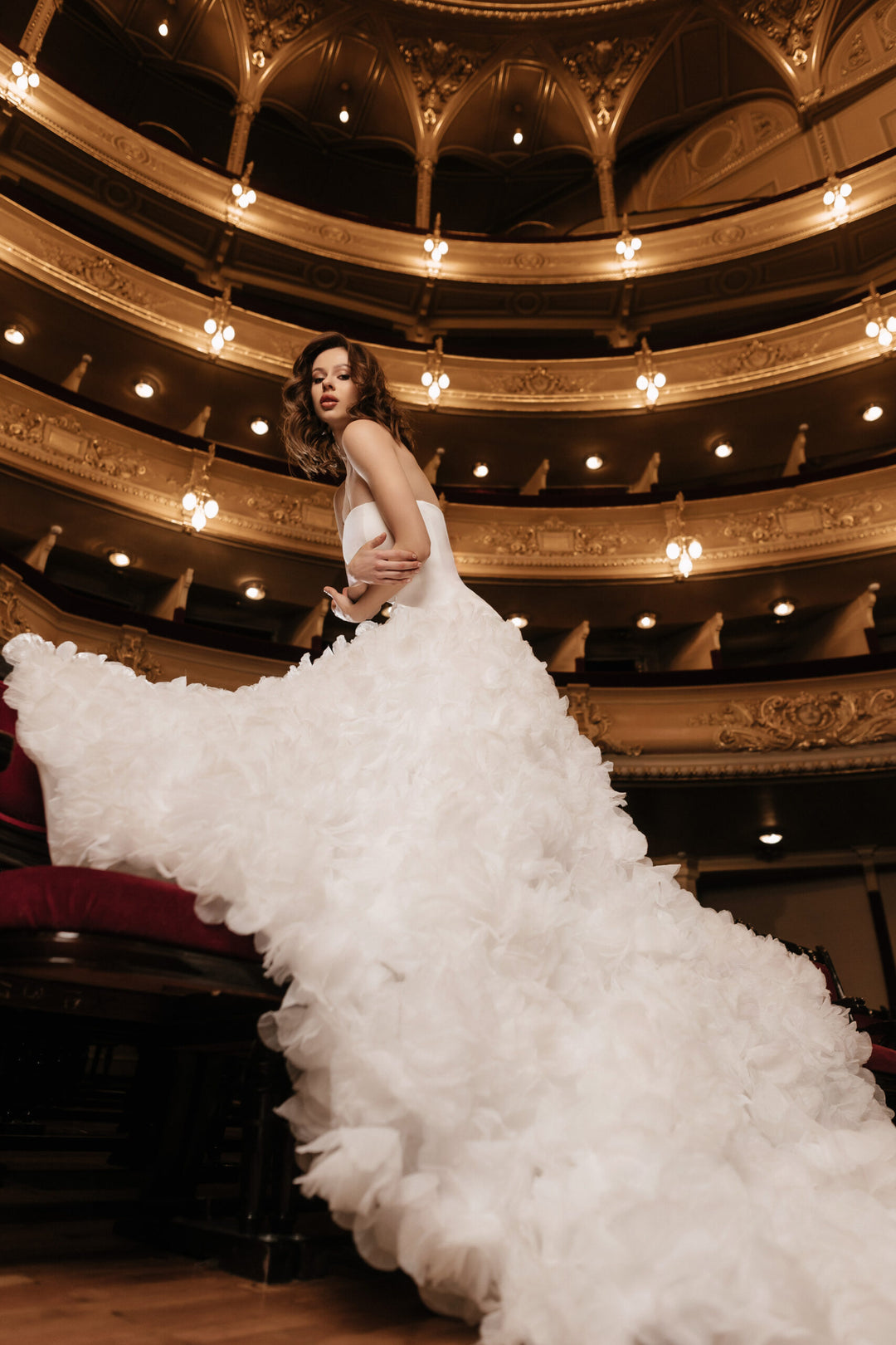 Ivory A-Line Wedding Dress with Sleeveless – Layered Tulle Ruffle Dress with Structured Corset Plus Size – MAGNOLIA