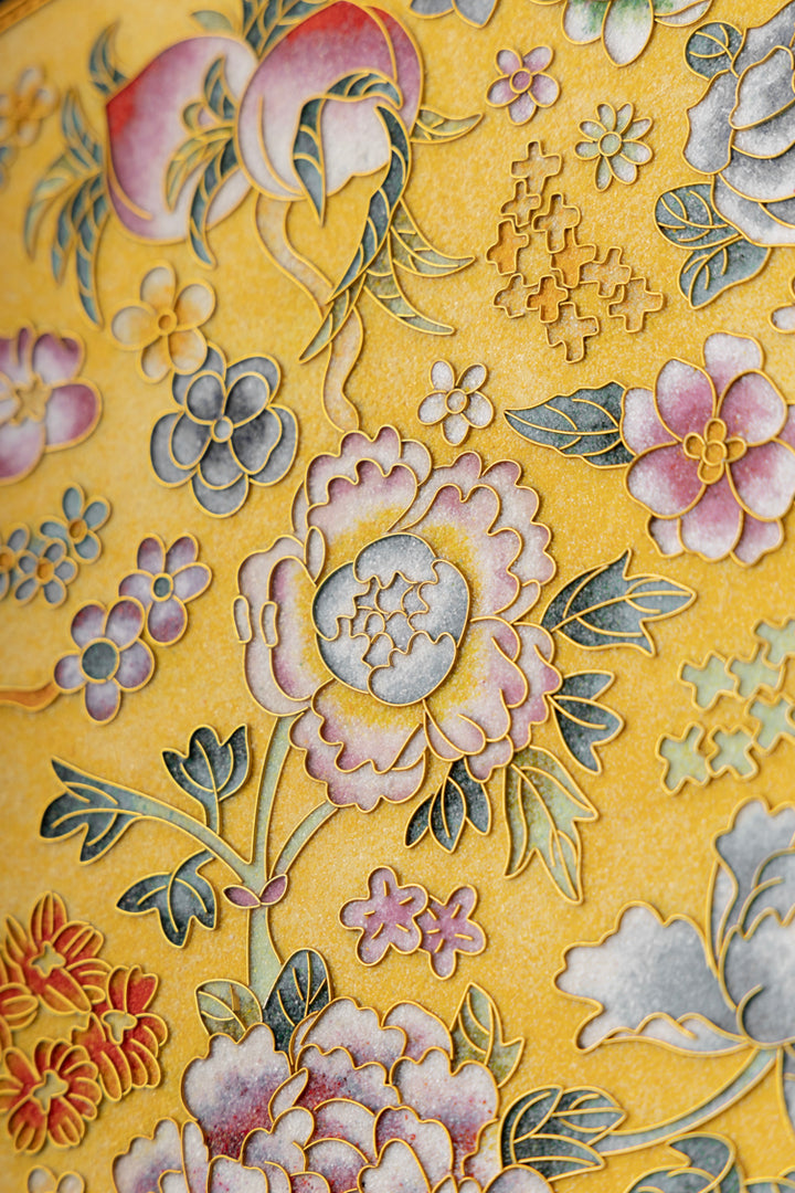 Oriental Handcrafted Cloisonné Enamel Decorative Plate with Floral Motifs and Activated Carbon Purifying Function
