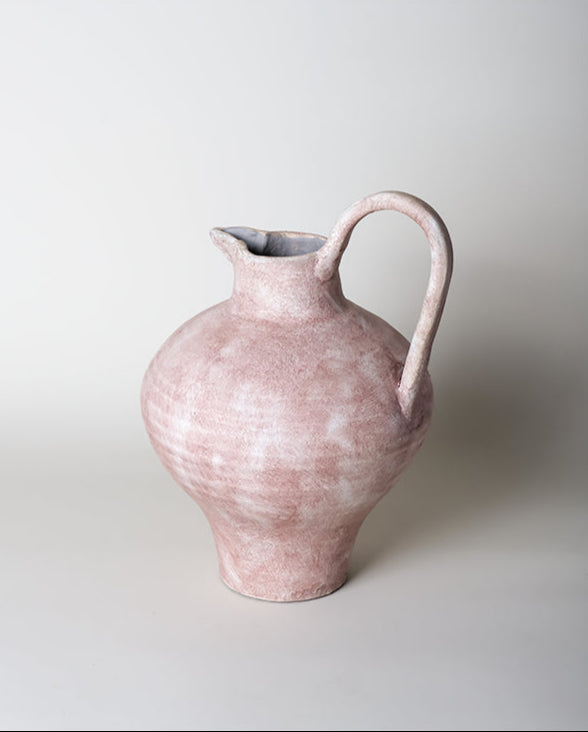 Artistical Handmade Moroccan Black and White Clay Vase with Rustic Minimalist Finish