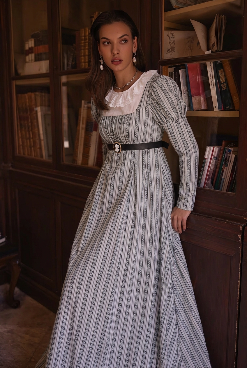 grey and white striped dress STRIPED DRESS WITH FRONT BOW DETAIL