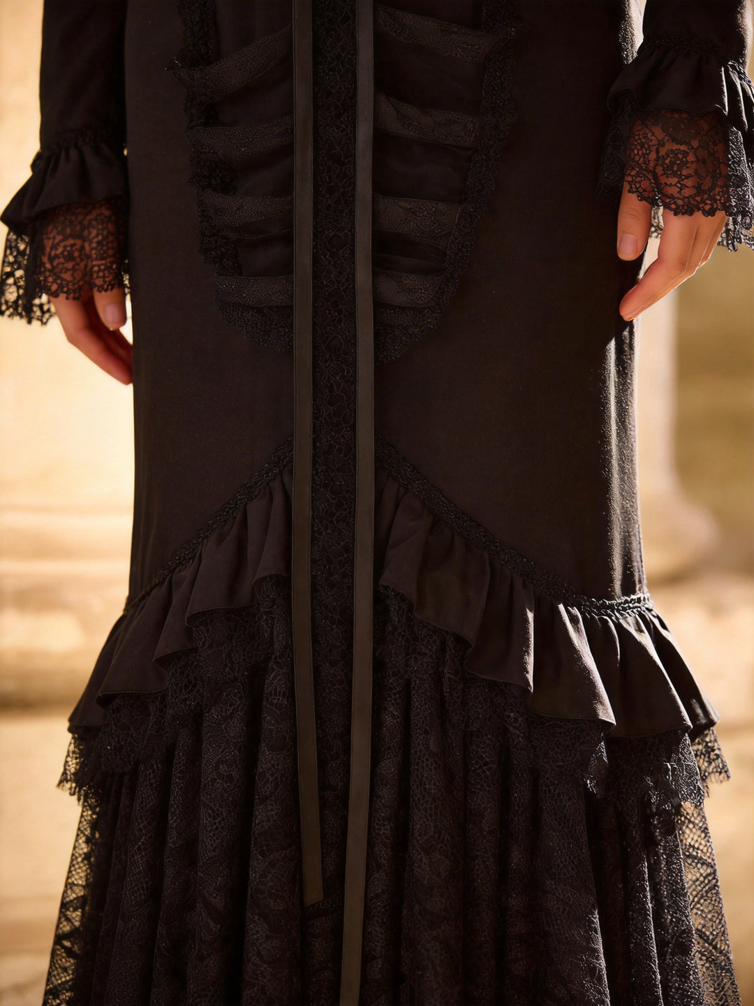 Black Gothic Lolita Dress with Lace - Gothic Mermaid Prom Dress with Corset Plus Size