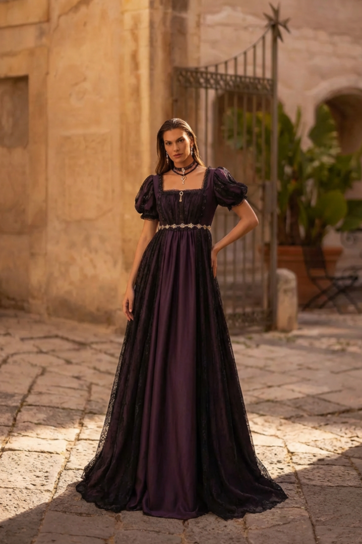 Regency Dark Purple Black Ball Gown - Bridgerton Regency Dress